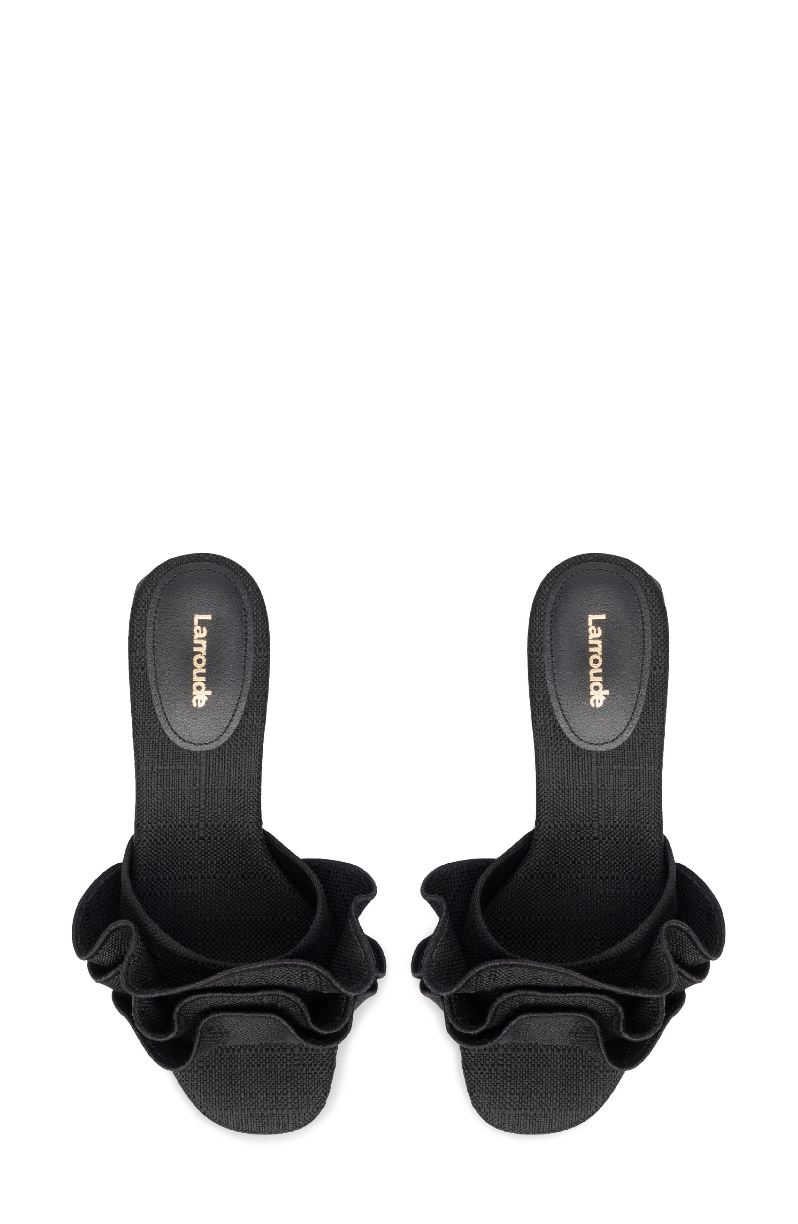 Larroudé Brigite Ruffle Raffia Sandal, Alternate, color, 