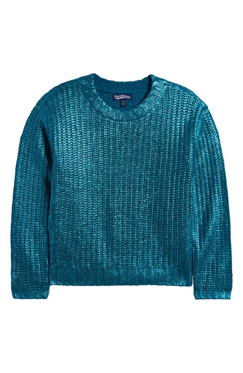 Freshman Kids' Foil Print Crewneck Sweater in Aqua 