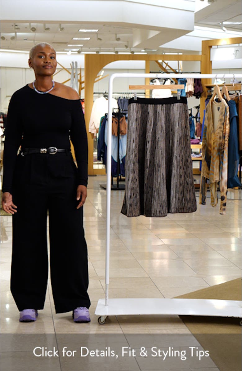 Ombré Pixel Metallic Knit Midi Skirt, sales video thumbnail