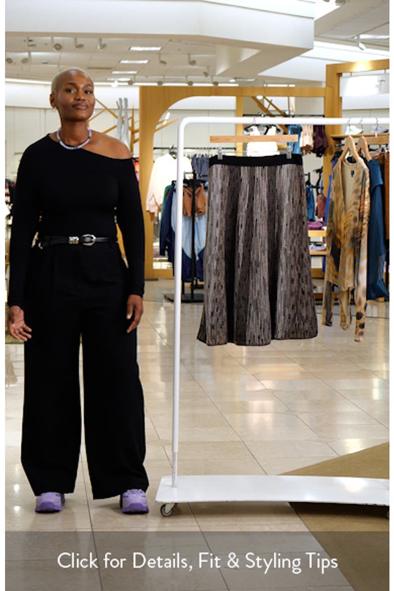 Ombré Pixel Metallic Knit Midi Skirt video