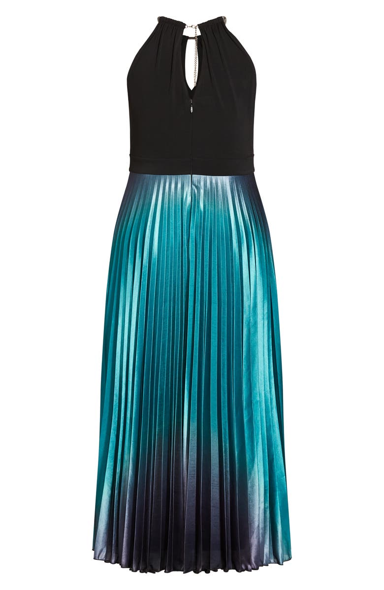 City Chic Ombré Pleated Sleeveless Maxi Dress, Alternate, color, Black