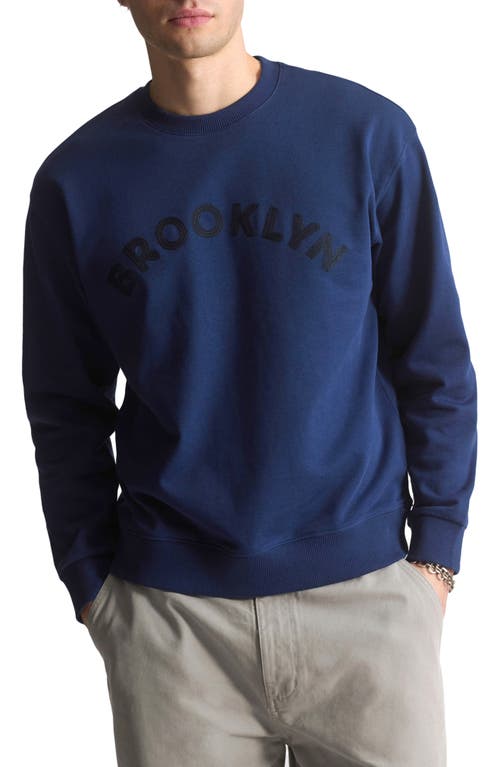 Brooklyn Industries Logo Embroidered Cotton Crewneck Sweatshirt In Blue