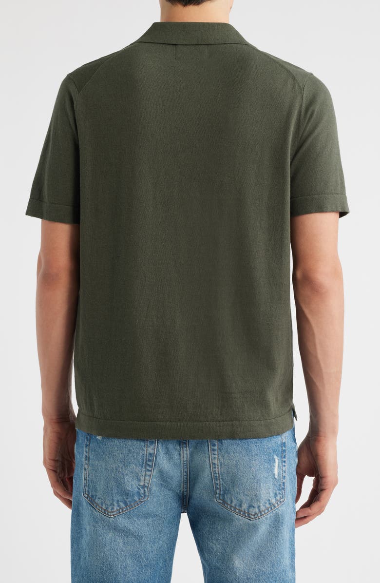 NN07 Ryan 6311 Cotton & Linen Johnny Collar Polo, Alternate, color, Croc Green