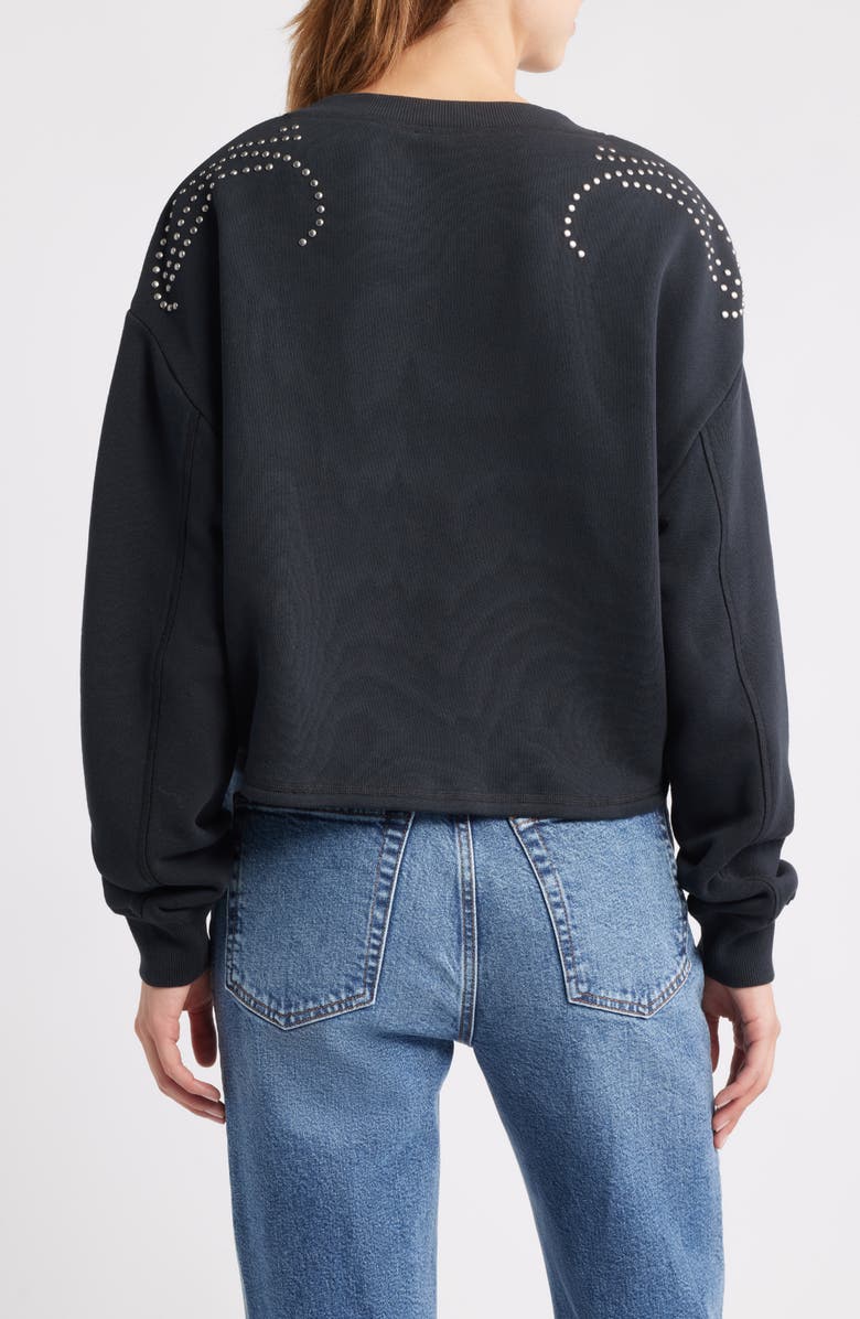 rag & bone Studded Vintage Terry Crop Sweatshirt, Alternate, color, Black