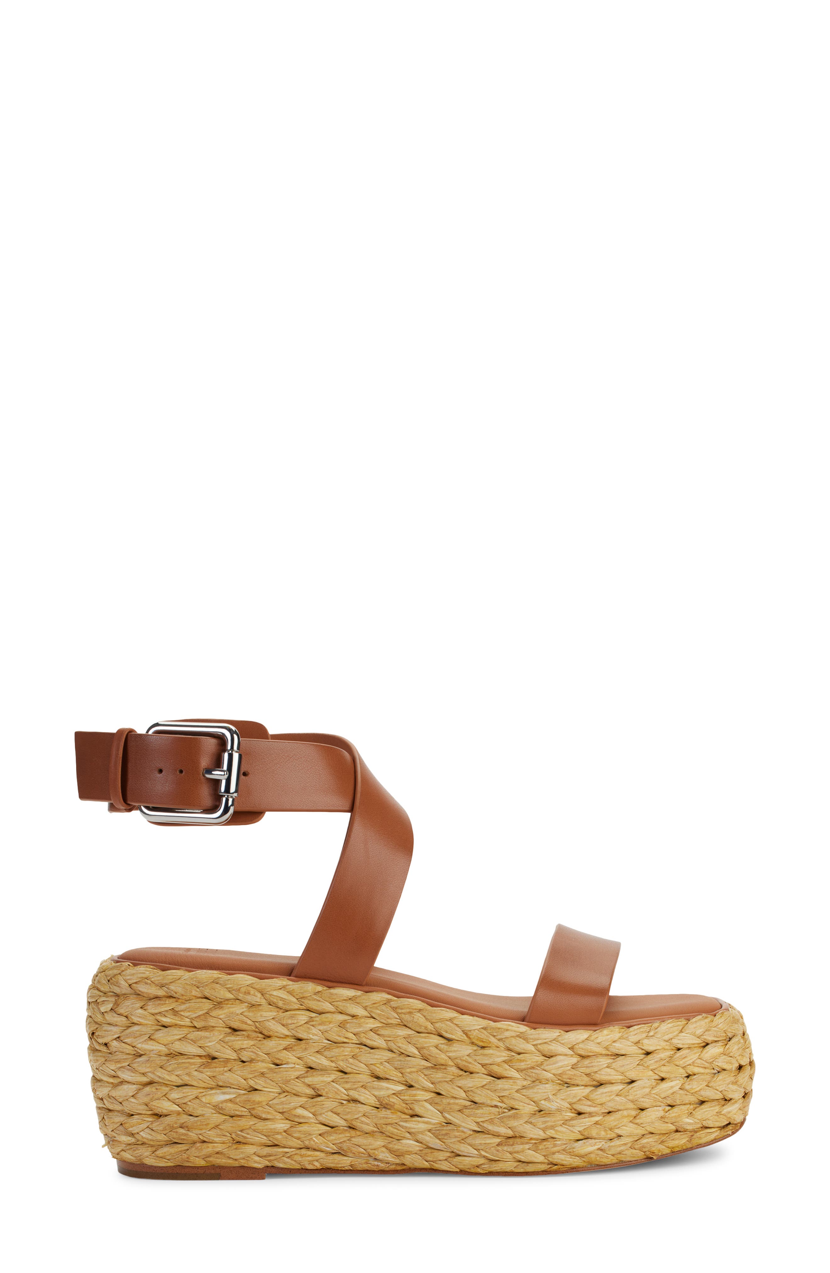 Lolah Ankle Strap Raffia Platform Sandal, Alternate, color, COGNAC