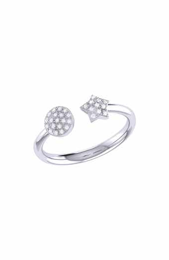 LuvMyJewelry Dreamer Full Moon & Star Diamond Ring - 0.09ct.