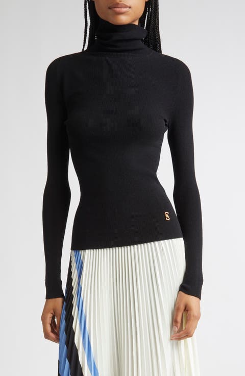 Fox Longline Logo Rib Turtleneck Top