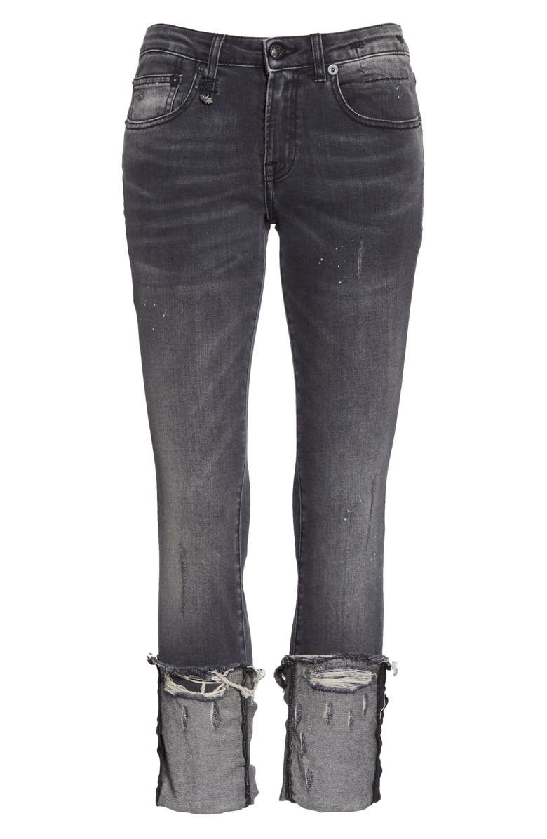 R13 Kate Cuffed Skinny Jeans, Alternate, color, 