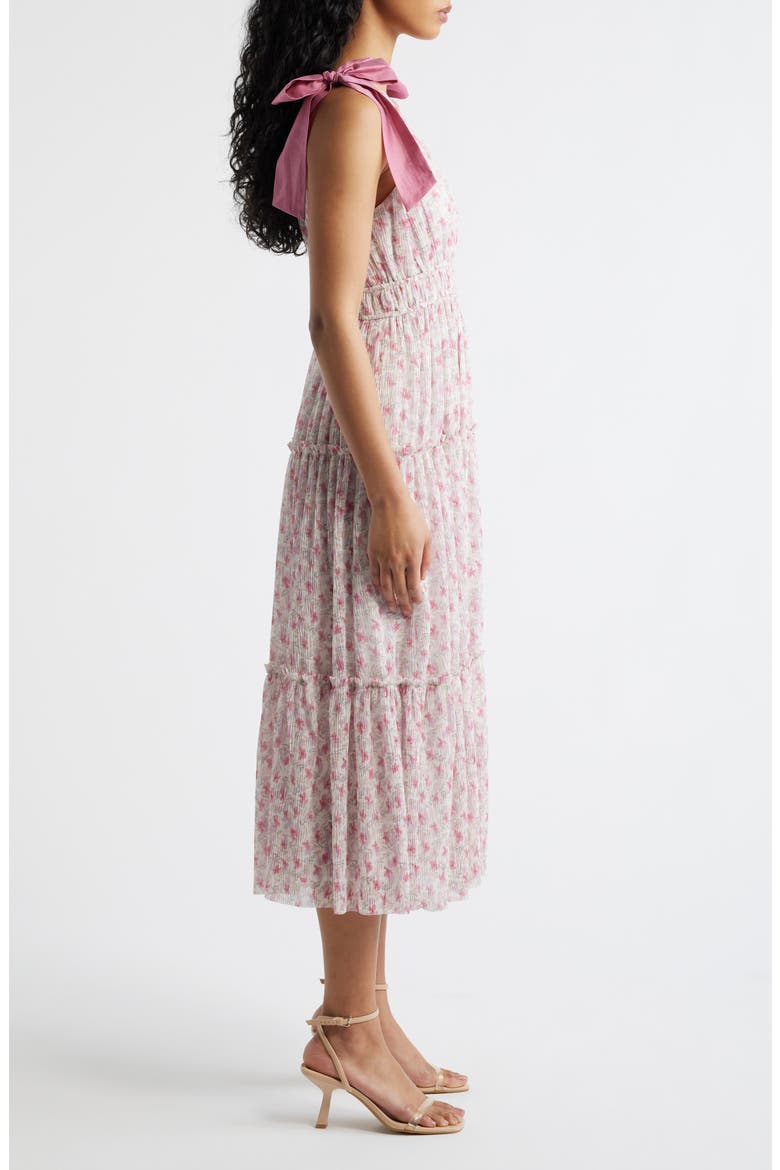 Devin Floral Tie Strap Midi Dress, Alternate, color, PINK FLORAL