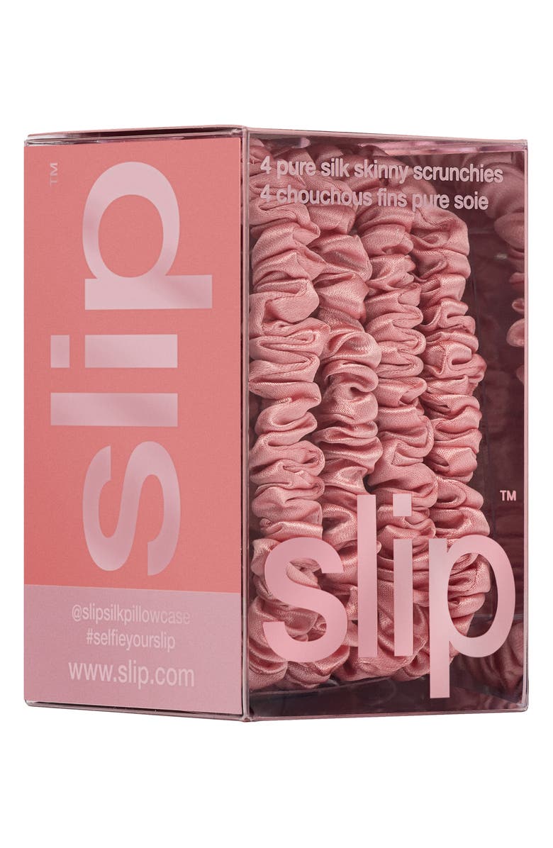 slip 4-Pack Skinny Silk Scrunchies, Alternate, color, Rose