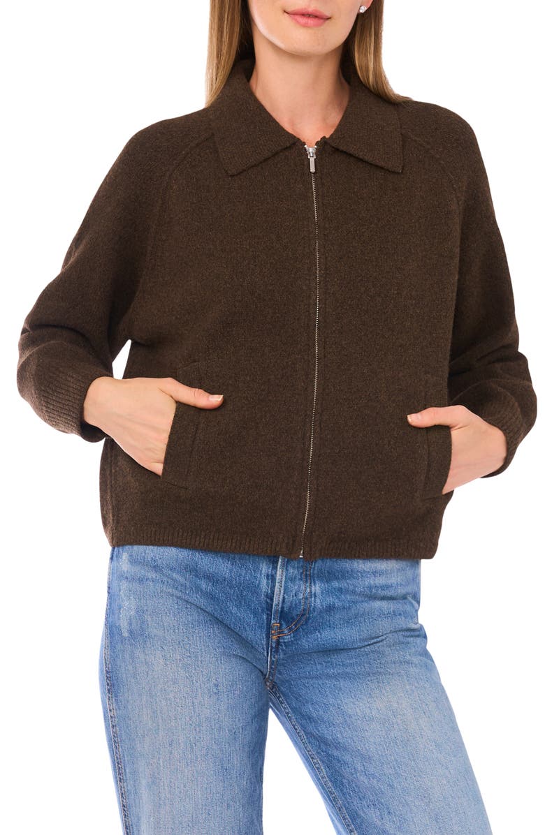 Parker Collared Zip Sweater, Main, color, Tree Bark