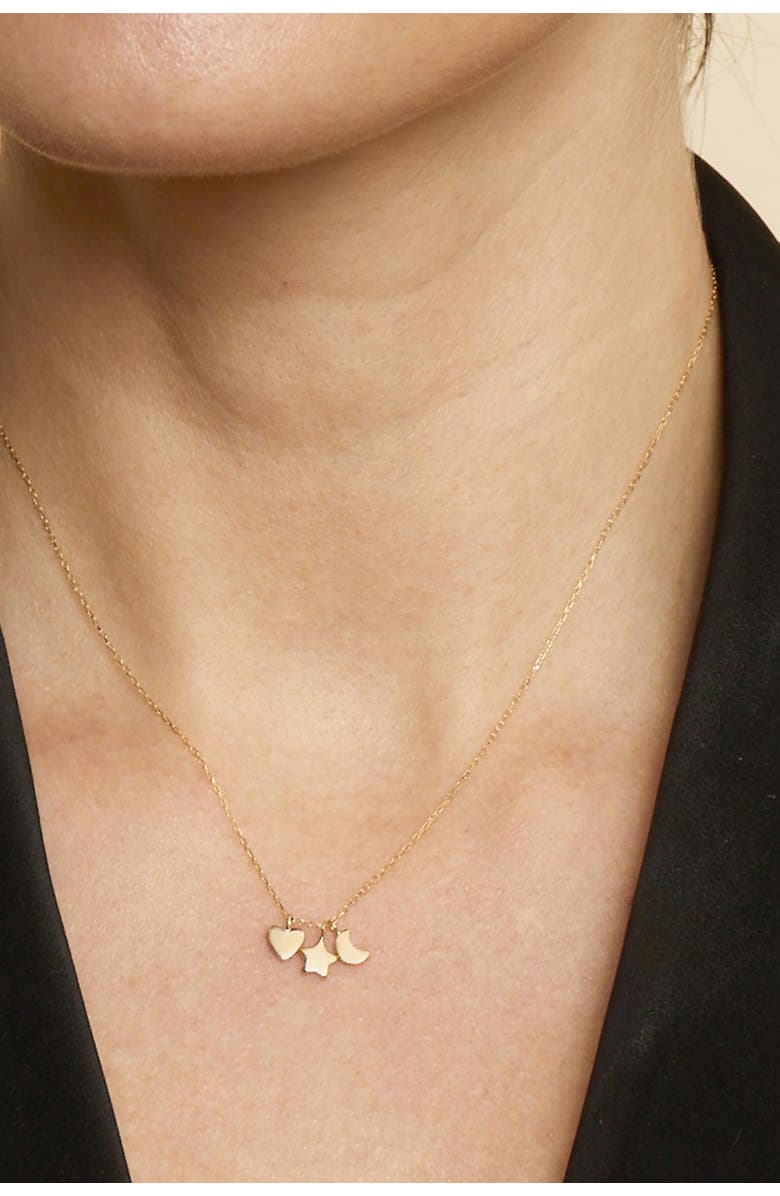 Oradina 14K Yellow Gold Charmed Pendant Necklace, Alternate, color, Yellow Gold