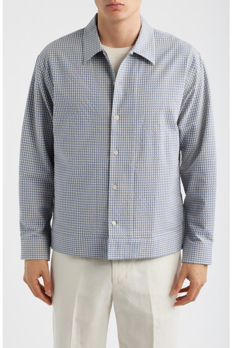 Reed Check Stretch Cotton Overshirt, Alternate, color, STONE BLUE