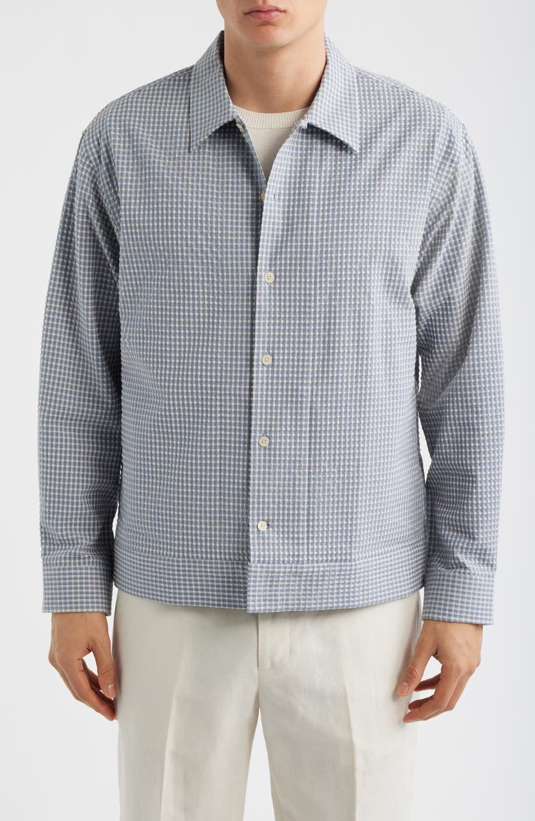NN07 Reed Check Stretch Cotton Overshirt, Alternate, color, Stone Blue