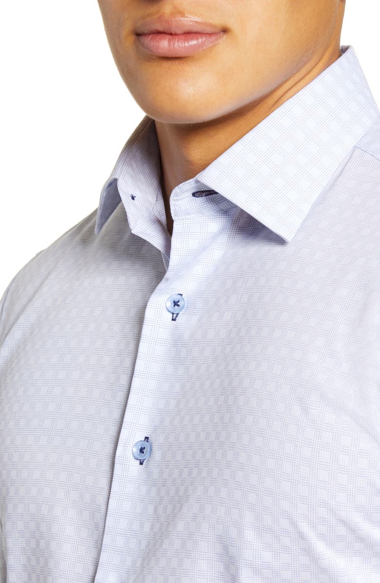 Lorenzo Uomo Trim Fit Plaid Dress Shirt, Alternate, color, Sky Blue