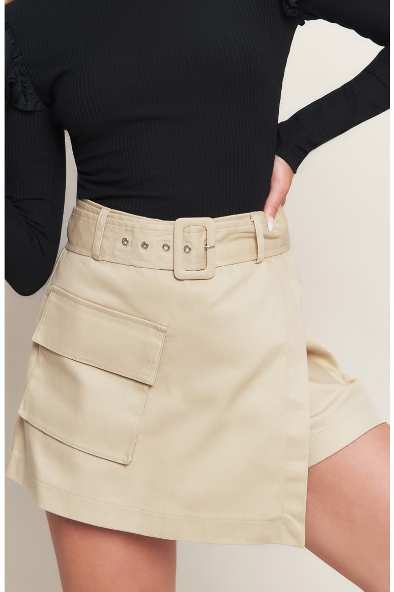 Faux Wrap Cargo Skort, Alternate, color, TAN