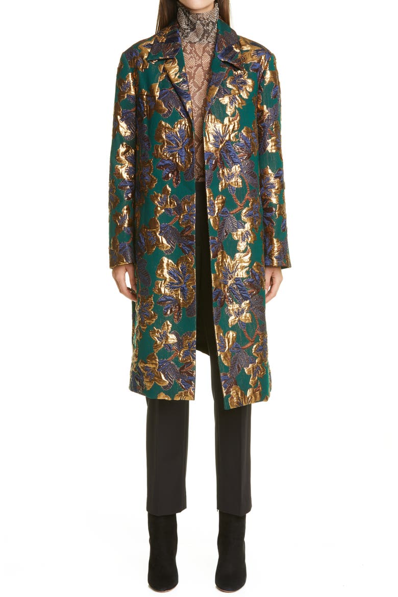 Rolta Matelassé Three-Quarter Coat, Alternate, color, BOTTLE