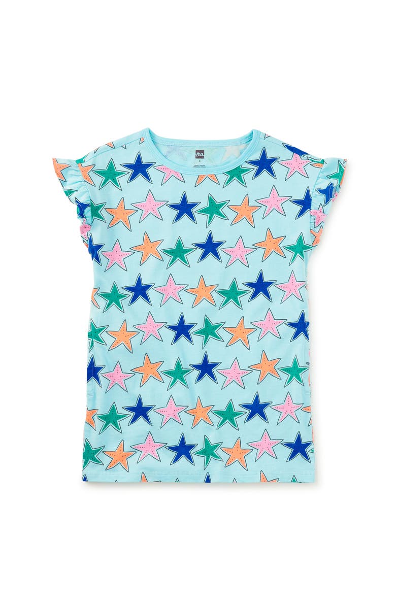 Tea Collection Flutter Sleeve Shift Dress, Main, color, Starfish