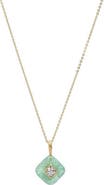 BY ADINA EDEN CZ Square Bezeled Natural Stone Pendant Necklace