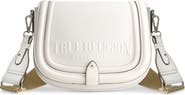 True Religion Distressed Logo Denim Saddle Bag