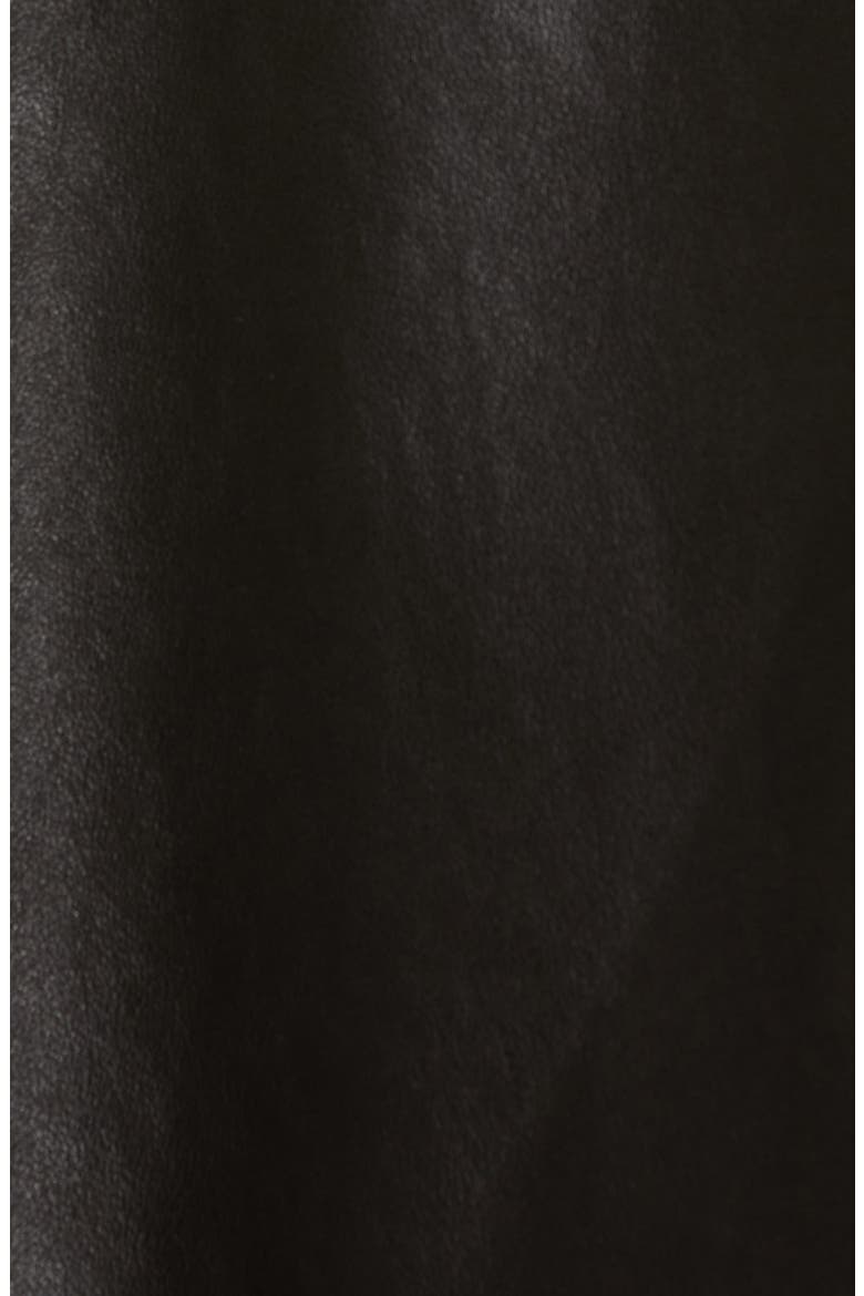 A-Line Lambskin Leather Skirt, Alternate, color, BLACK