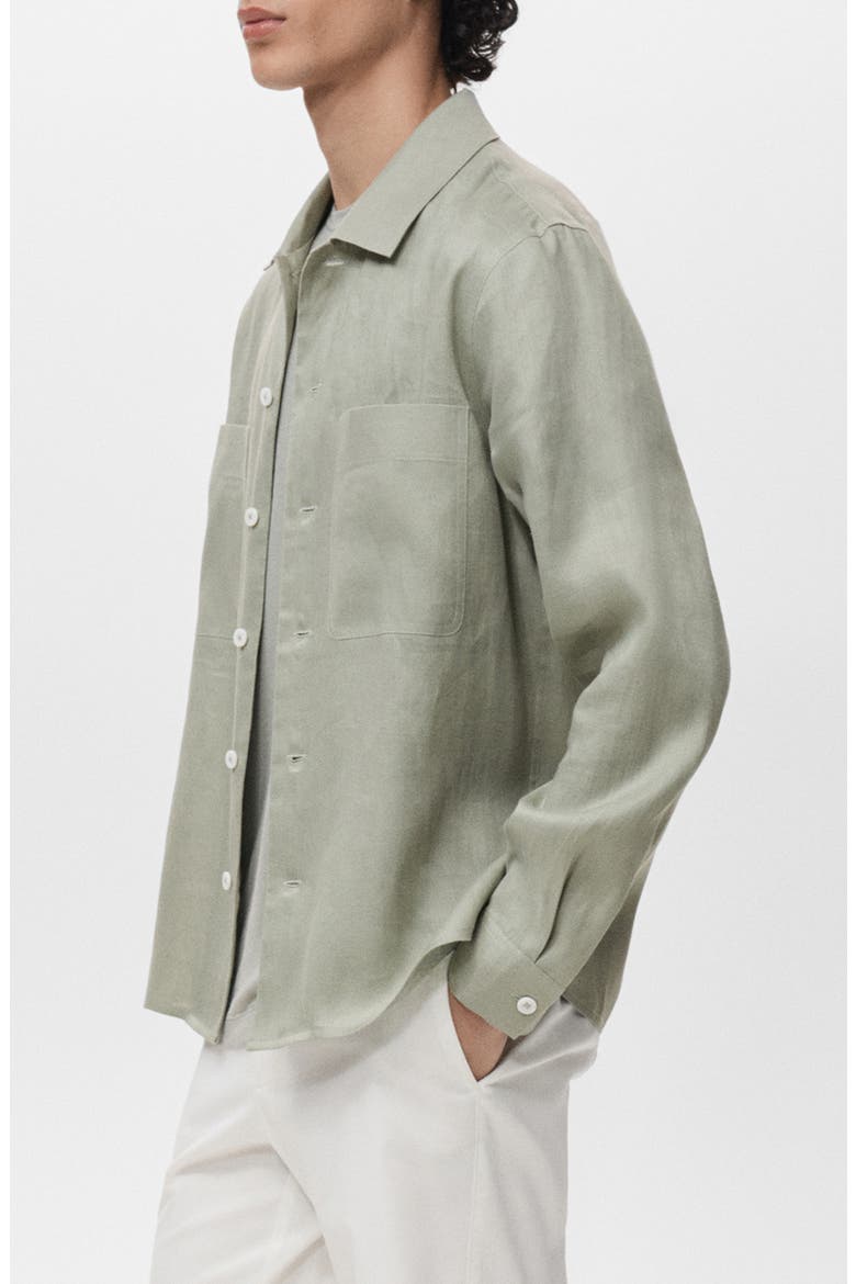 Lightweight Linen Overshirt, Alternate, color, MINT GREEN