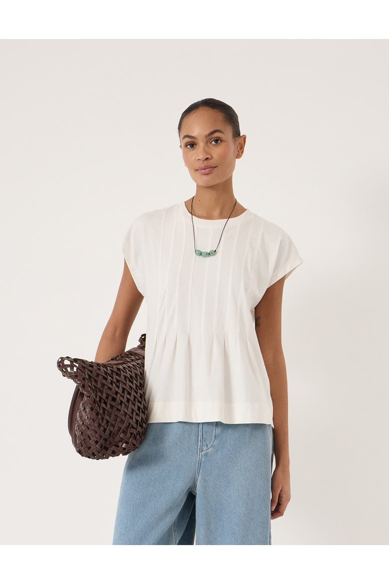 Ellery Pleat Release T-Shirt, Main, color, Ecru White