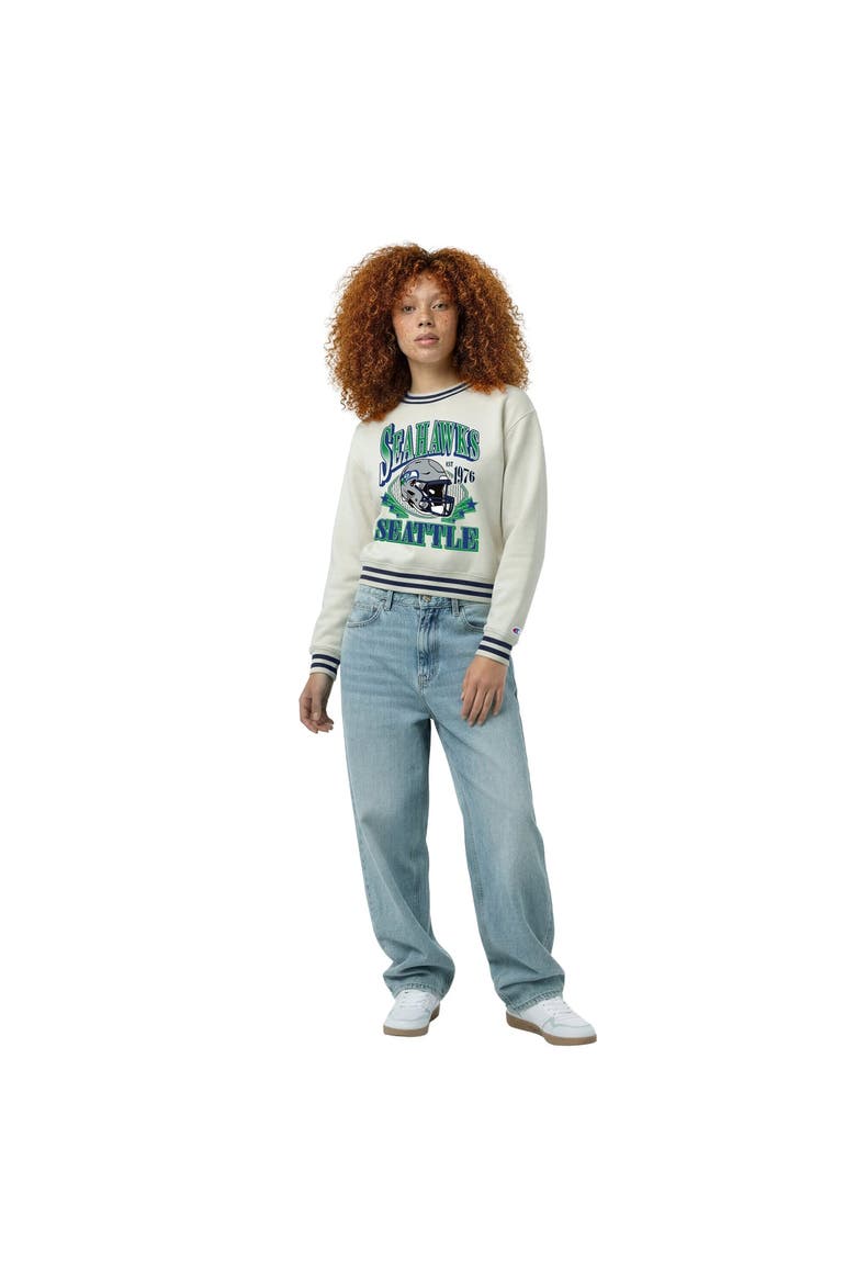 Women's Champion  Cream Seattle Seahawks Reverse Weave Fleece Sweatshirt, Main, color, Cream