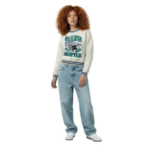 Women's Champion  Cream Seattle Seahawks Reverse Weave Fleece Sweatshirt