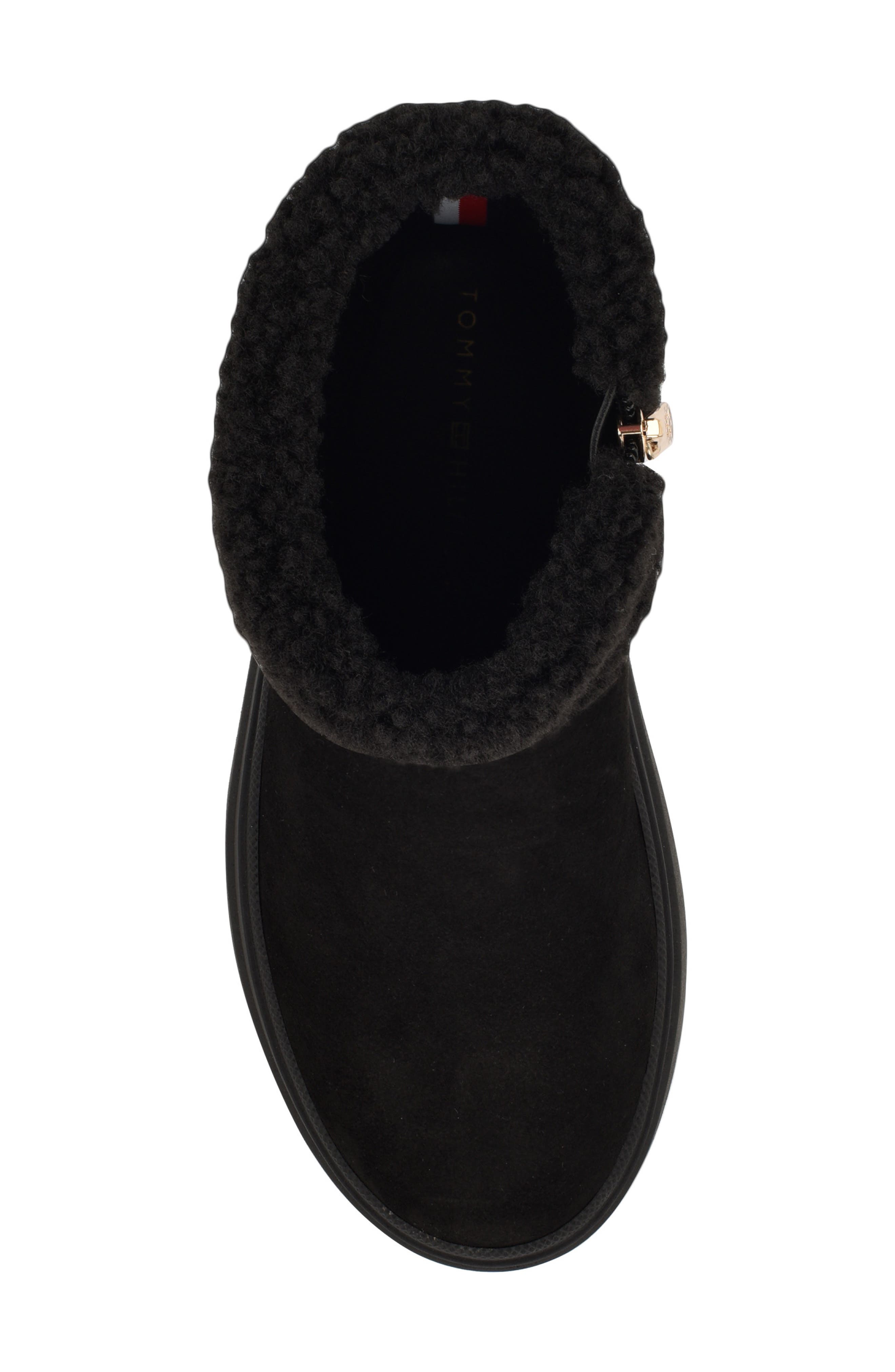 Tommy Hilfiger Peleiz Faux Shearling Cuff Platform Bootie, Alternate, color, Black Suede Shearling