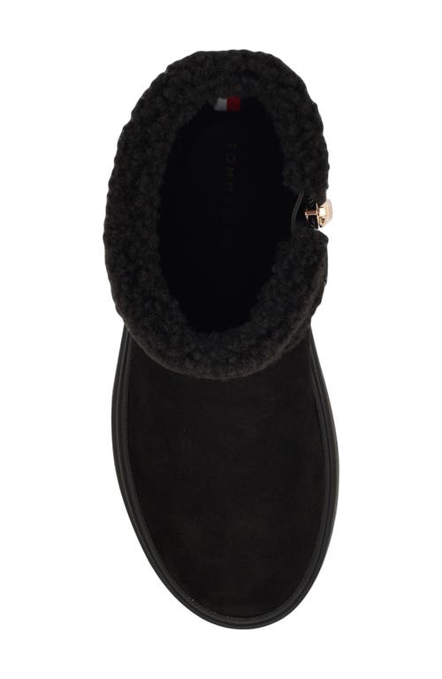 Tommy Hilfiger Peleiz Faux Shearling Cuff Platform Bootie In Black