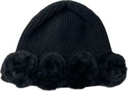 MARCUS ADLER Faux Fur Rose Beanie