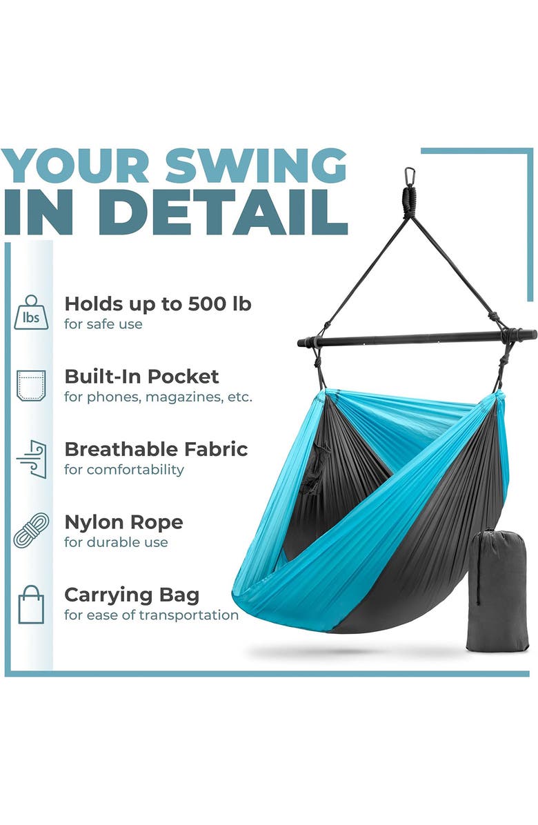 SORBUS Collapsible Hammock Swing, Alternate, color, Blue/ Black