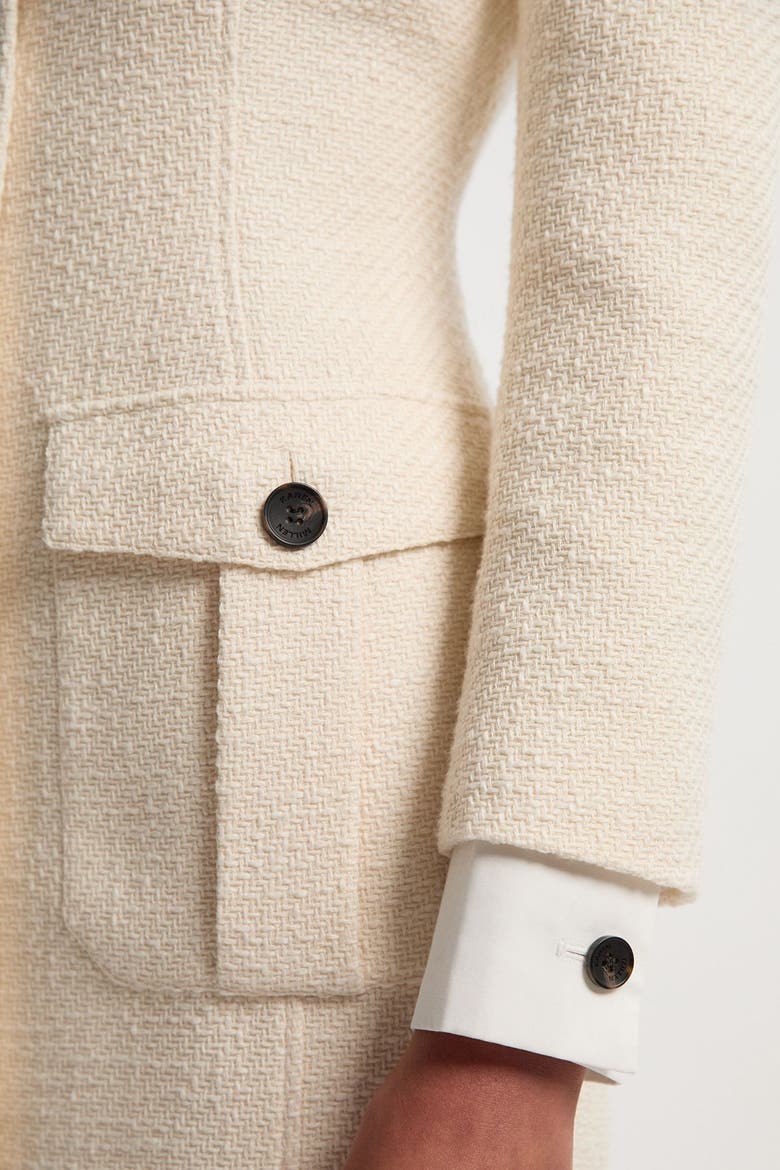 Tailored Pocket Front Midi Dress, Alternate, color, Cream