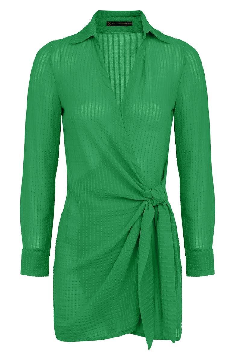 ViX Paula Hermanny Lia Long Sleeve Cotton Cover-Up Wrap Dress, Alternate, color, 