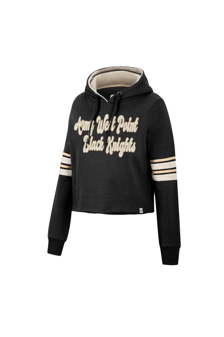 Women's Colosseum Black Army Black Knights Retro Cropped Pullover Hoodie, Alternate, color, Black