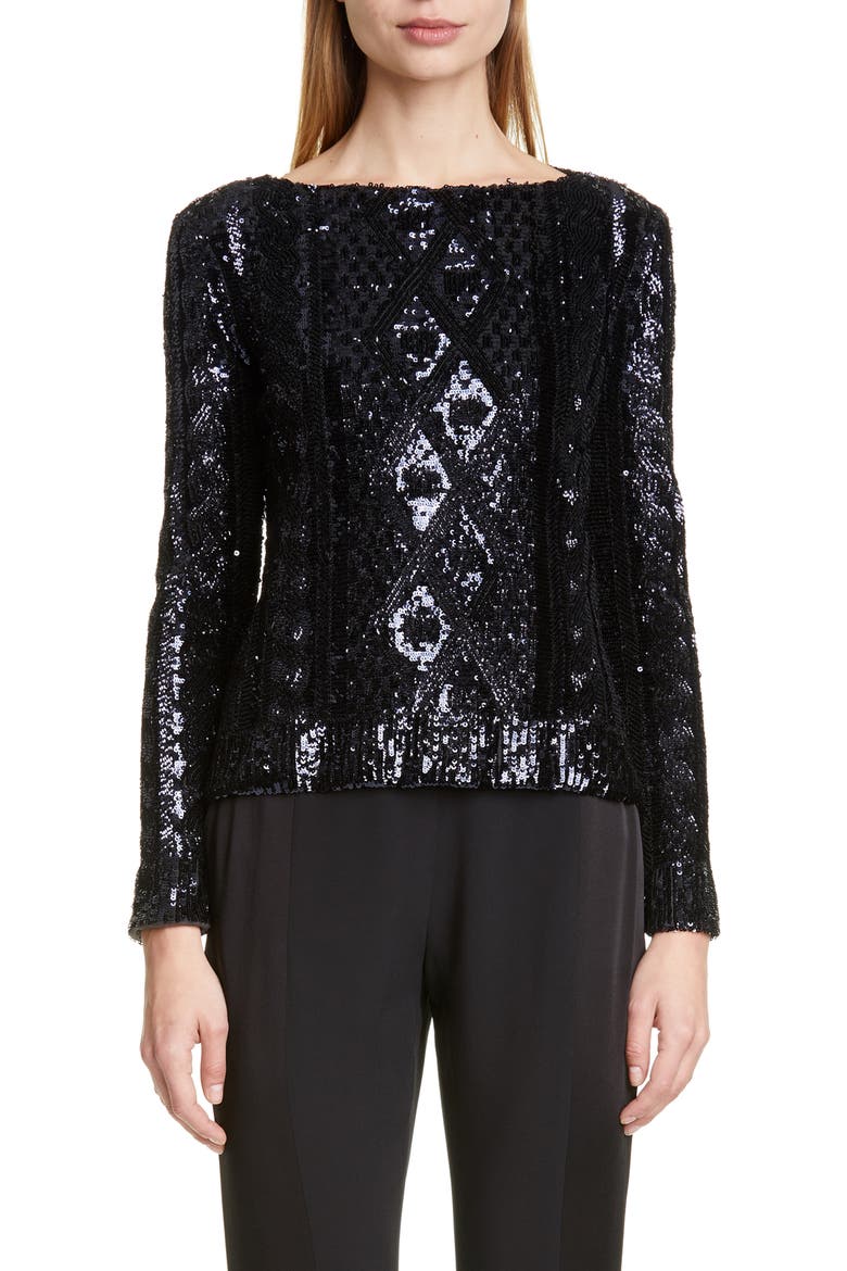 Cesena Sequin Top, Main, color, BLACK