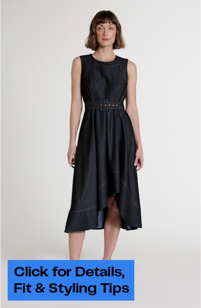 Denim Belted High/Low Dress