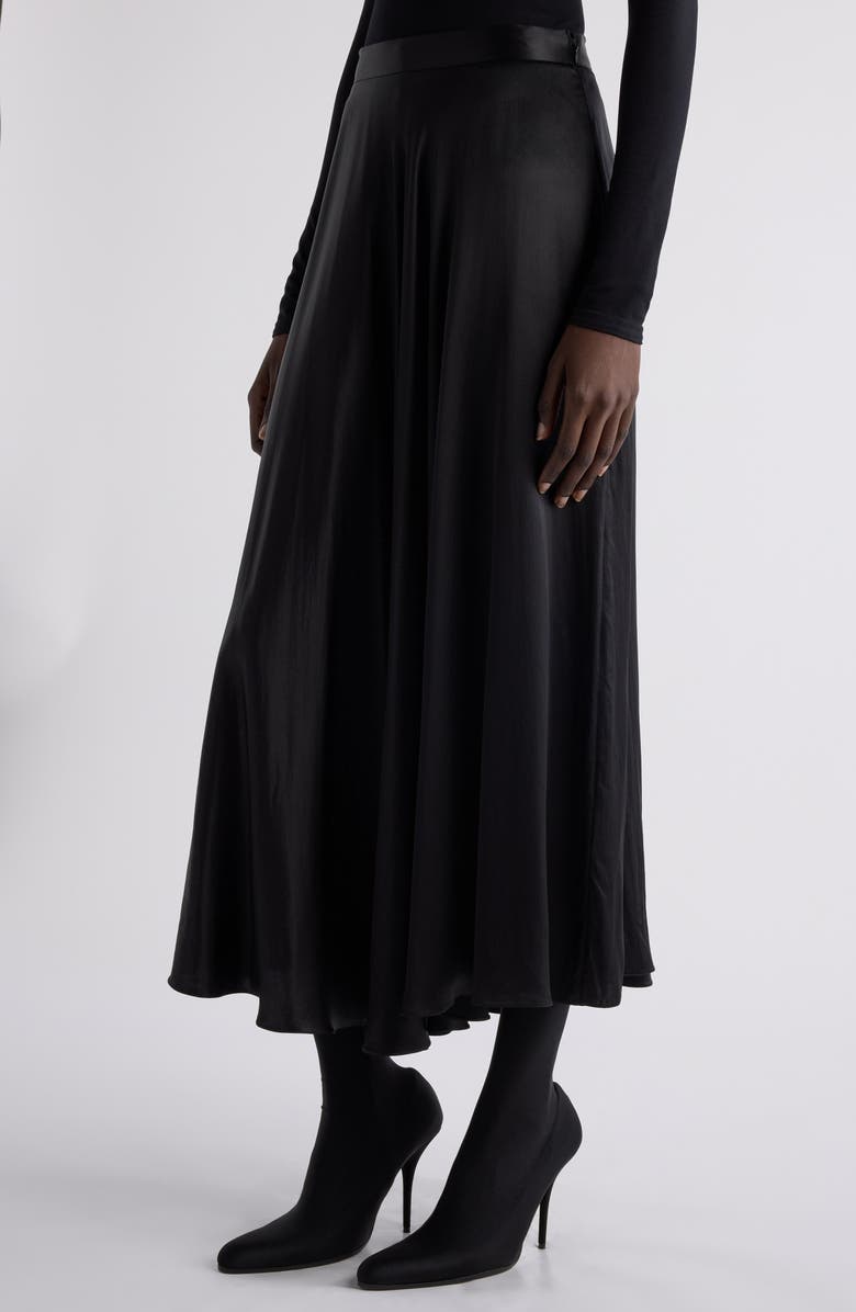 Balenciaga Asymmetric Satin Midi Skirt, Alternate, color, 