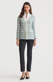 Misook Tailored Plaid Textured Knit Jacket