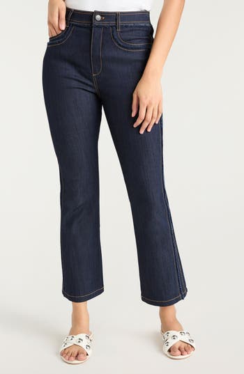 Cinq À Sept Sallie Fringe Trim Flare Crop Jeans In Purple