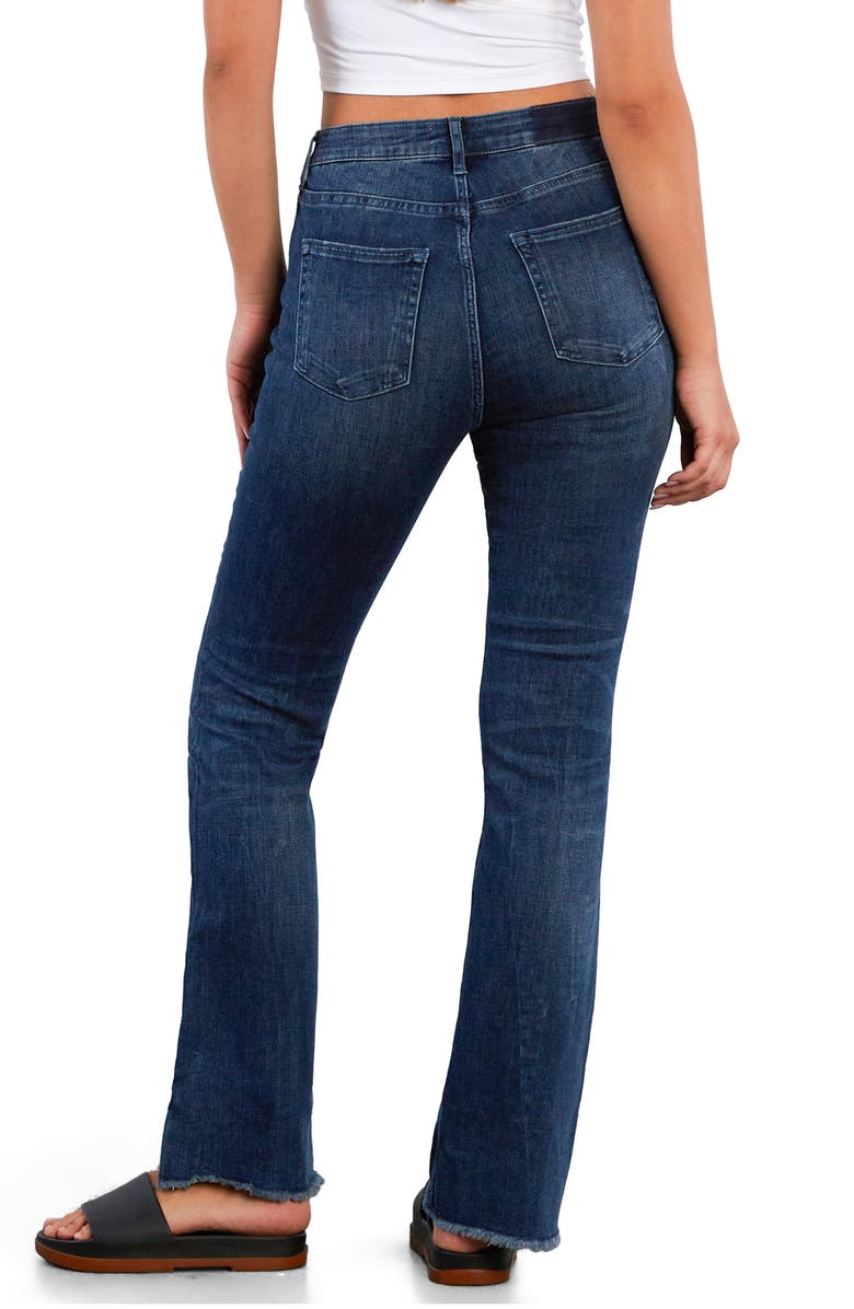 HINT OF BLU Fun Frayed Mid Rise Slim Flare Jeans, Alternate, color, Endless Blue