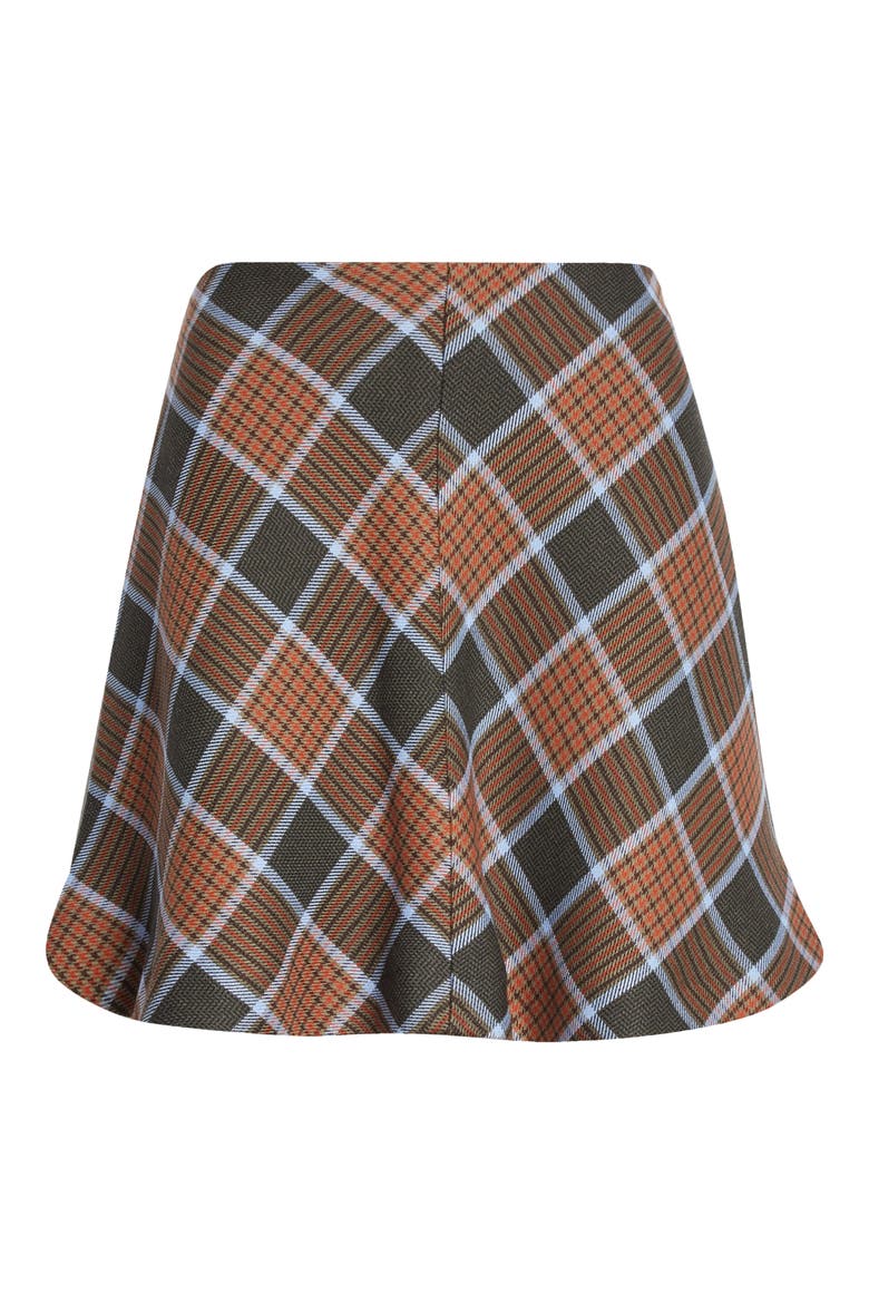 Kora Plaid Flared Miniskirt, Alternate, color, AIR KHAKI