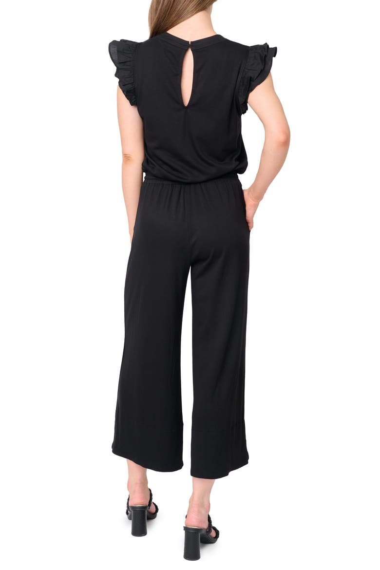 Essential Luxe Crop Wide Leg Jumpsuit, Alternate, color, BLACK
