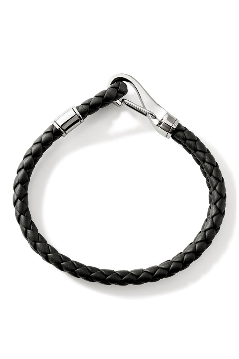 Braided Leather Bracelet, Alternate, color, SILVER/ BLACK