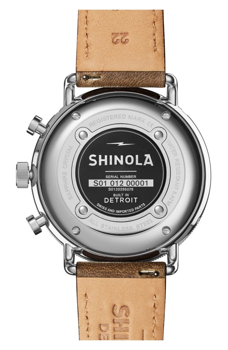 Shinola Canfield Sport Leather Strap Watch, 45mm, Alternate, color, 