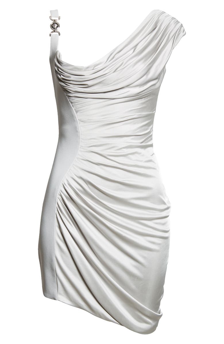 Versace Asymmetric Drape Liquid Jersey Cocktail Dress, Alternate, color,