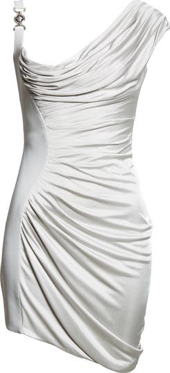 Versace Asymmetric Drape Liquid Jersey Cocktail Dress
