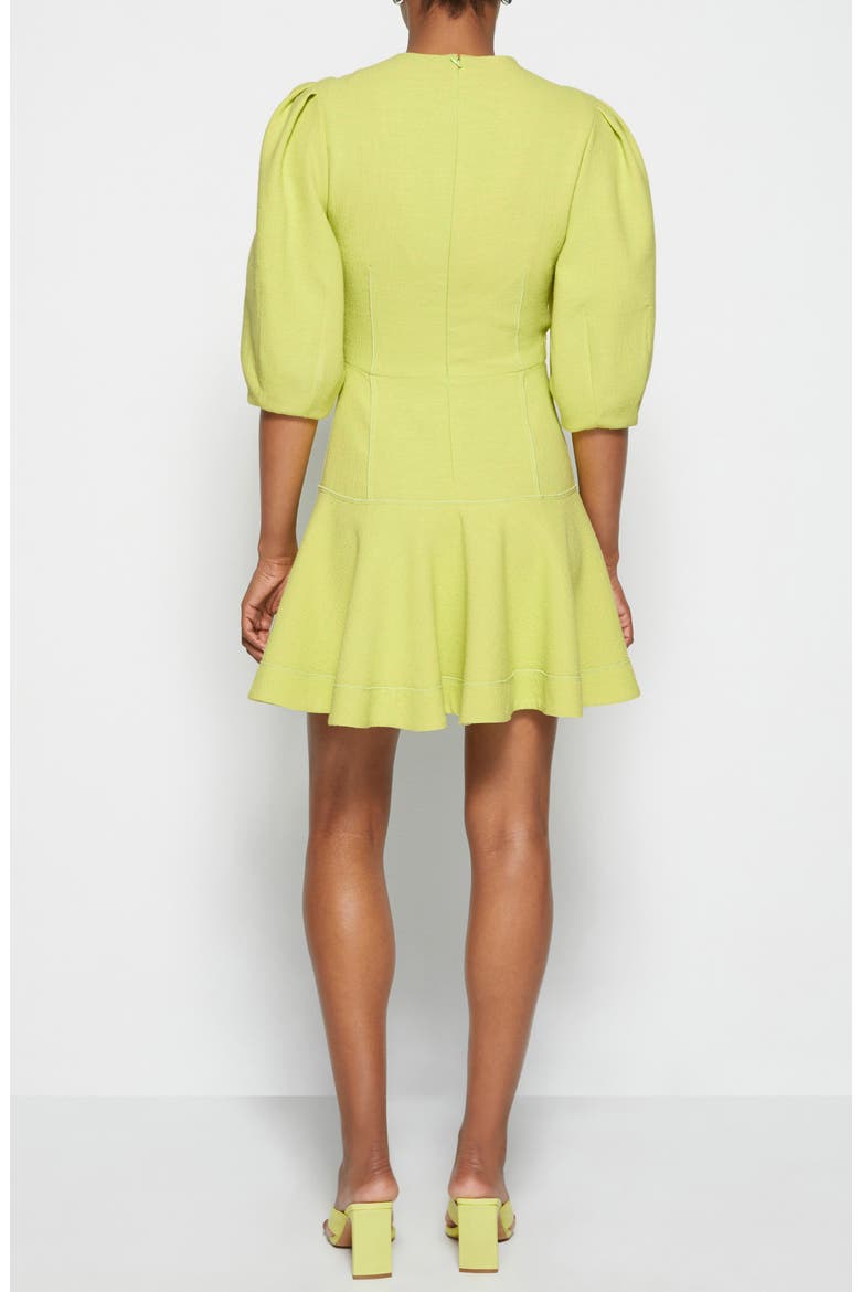 Jonathan Simkhai Kayleigh Textured Ripple Crepe V-Neck Dress, Alternate, color, LIME