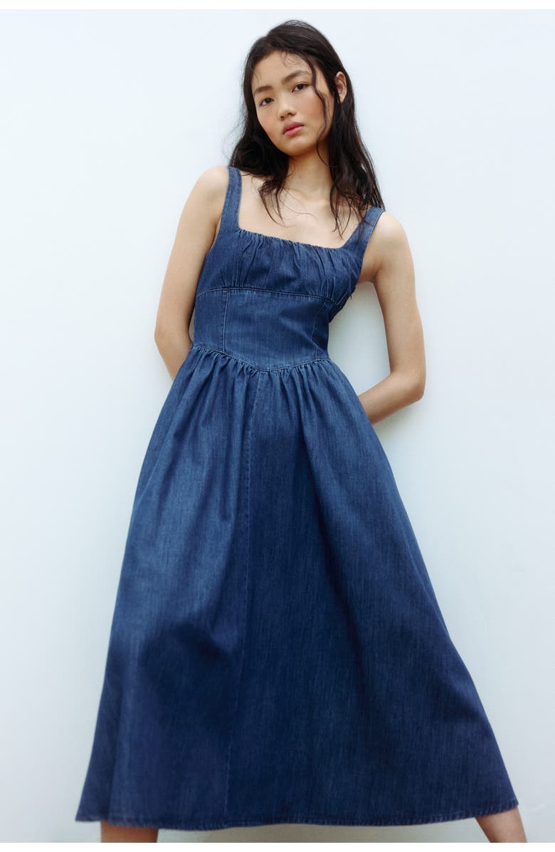 H&M Denim midi dress, Main, color, Denim Blue